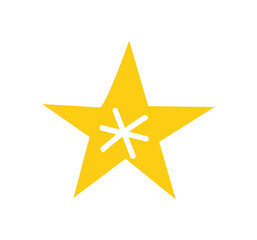 Fototapeta premium Yellow star vector, minimal hand drawn shape — perfect accent for Christmas posters, cards, and gift tags.