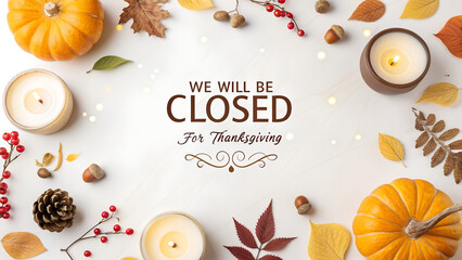 Office Closed For Thanksgiving, Thanksgiving Holiday Closure Notice, Office Out of Office Thanksgiving Graphic, Professional Thanksgiving Closing Sign, Company Holiday Hours Thanksgiving