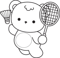 Coloring pages of Illustration of cute bear winter icon. Outline of bear winter 