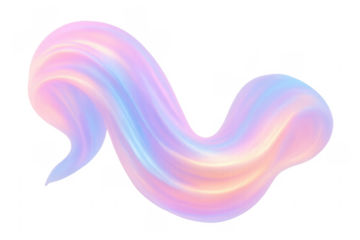 Fluid iridescent holographic gradient wave on transparent background