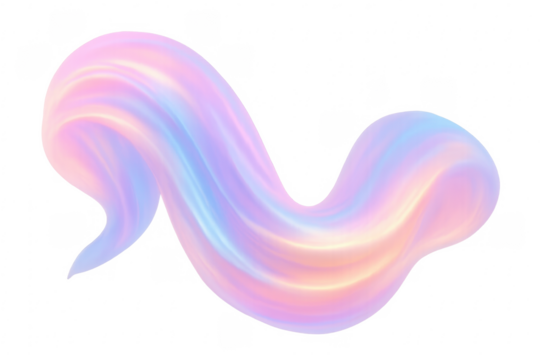 Fluid iridescent holographic gradient wave on transparent background