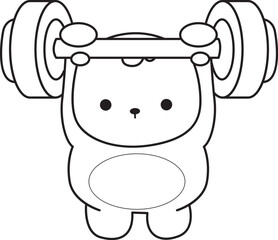 Coloring pages of Illustration of cute bear winter icon. Outline of bear winter 