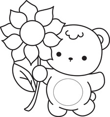 Coloring pages of Illustration of cute bear winter icon. Outline of bear winter 