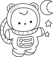 Obraz premium Coloring pages of Illustration of cute bear winter icon. Outline of bear winter 