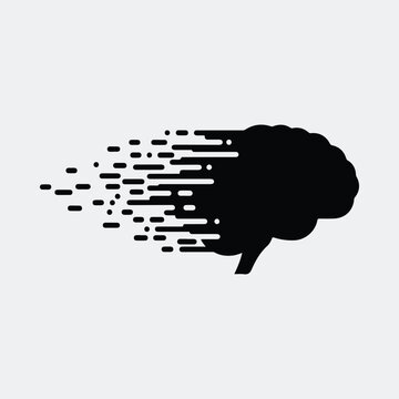 Silhouette brain disintegration concept of memory loss and mind Vector illustration