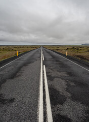 Highway in landscapes of Iceland
