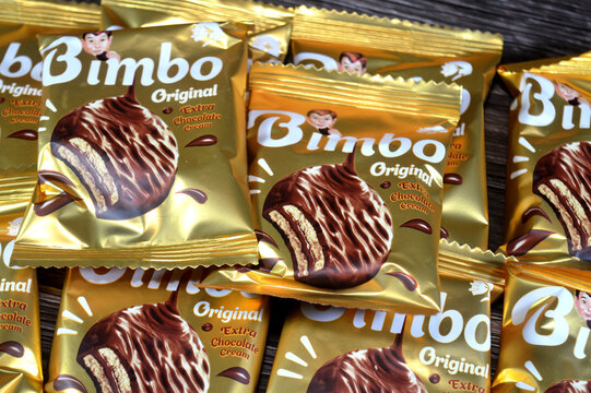 Cairo, Egypt, October 29 2025: Bimbo original with extra chocolate cream biscuit, Tasty and delicious biscuits that come with creamy choco filling. Made with high quality ingredients by Corona CO