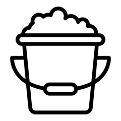 Soapy water bucket line icon, housework concept. Vector graphics. Bucket with handle and foam sign on white background, style icon mobile or web design.