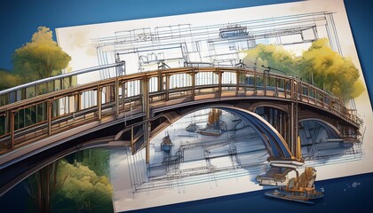 collaborative architectural design review of bridge blueprint