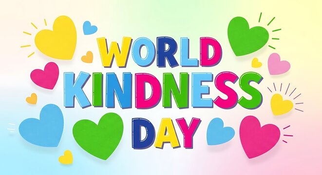 Spread joy with colorful World Kindness Day message, a perfect banner or social media post