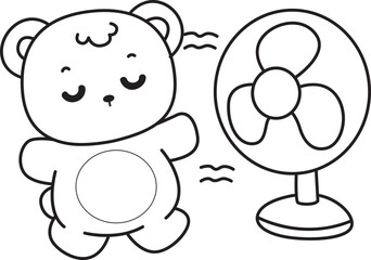 Coloring pages of Illustration of cute bear winter icon. Outline of bear winter 
