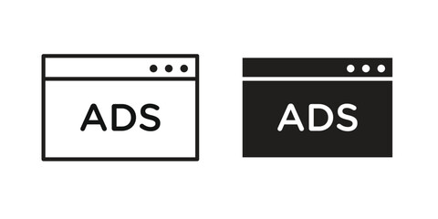Ad icon set. Outline symbol editable.