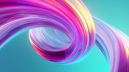 Bright pink curl background. Dynamic pink spiral on a blue background. Liquid fluid digital illustration. Abstract horizontal poster. Photo style.	
