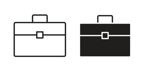 Briefcase icon set. Outline symbol editable.