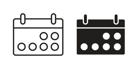 Calendar icon set. Outline symbol editable.