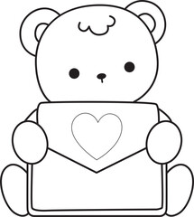 Coloring pages of Illustration of cute bear winter icon. Outline of bear winter 