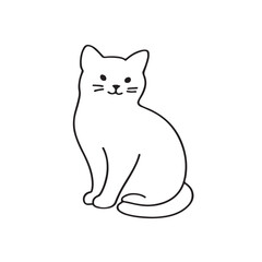 Print  Line art of cat sitting gracefully, smooth continuous stroke, cute pet illustration, white background, simple elegant minimal vector design