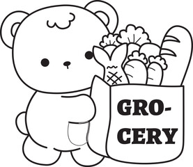 Coloring pages of Illustration of cute bear winter icon. Outline of bear winter 