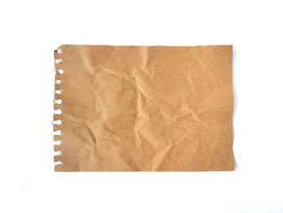 Blank brown torne paper piece isolated on white background