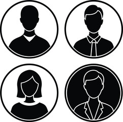 Minimalist Black and White User Avatar Icons Set

