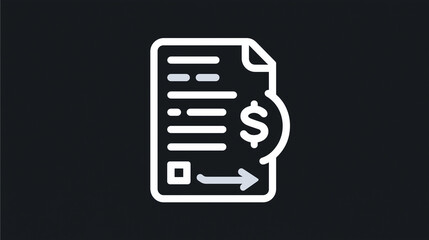 Refund Icon with Curved Arrow on Clean Receipt Design - Digital Financial Graphic Element