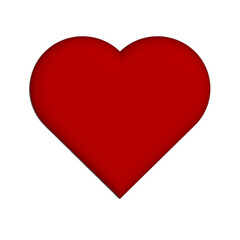 Modern 3D red heart icon isolated on a clean white background. Ideal for love symbols, favorite buttons, social media likes, dating apps, and UI/UX design projects. Editable AI vector file with smooth