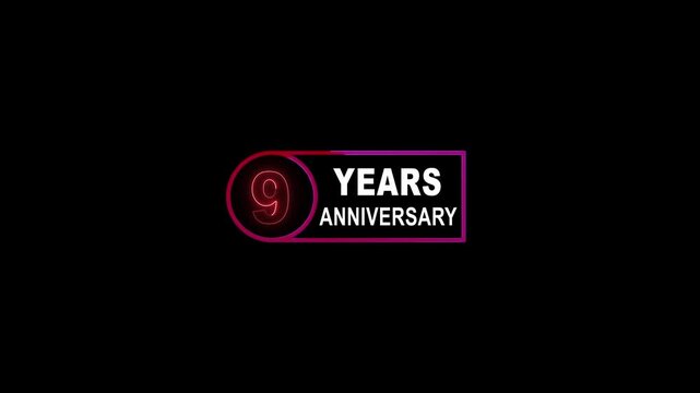 09 years anniversary neon motion graphic. motion animation animation black background. 09 years anniversary celebration motion graphics.