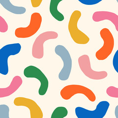 Playful colorful wiggles scattered on a soft background, bringing cheerful spring energy and fun movement seamless pattern