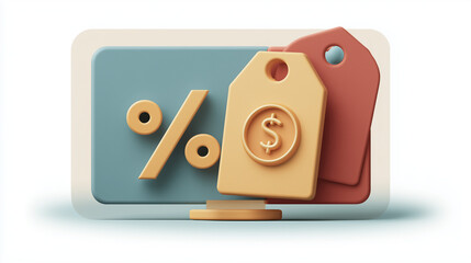 Service Fee Icon with Dollar Tag and Percentage Symbol - Financial UI Element