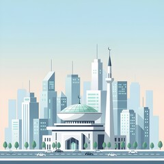 Modern Mosque in City Skyline