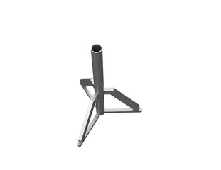 Professional Cutout Image: Industrial Equipment Metal Base 3D Render. Heavy Duty Structural Support and Stabilizing Tripod Structure Isolated on Transparent Background for Technical Drawings and CAD.