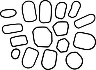 Abstract Shapes Seamless Pattern Black Outline on White Background Illustration