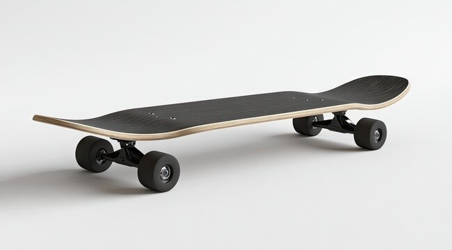 Black skateboard on white background (9)