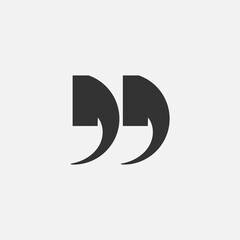 Quotation mark symbol. Double quotes at the end of words Quote sign Icon.