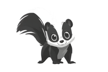 Cute cartoon skunk with big eyes and fluffy tail