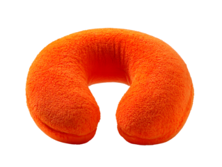 Bright orange plush neck pillow for travel comfort