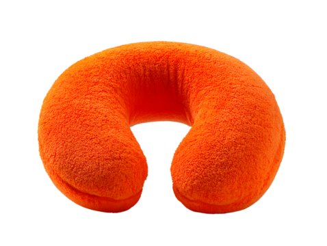 Bright orange plush neck pillow for travel comfort