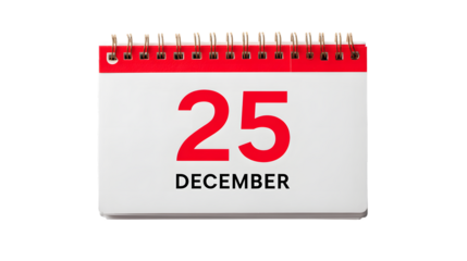 Calendar page showing december 25th christmas day
