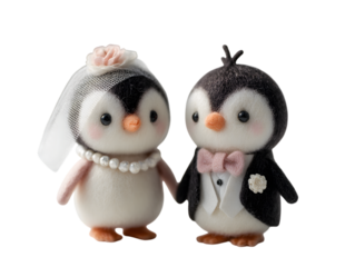 Adorable penguin couple wedding cake topper