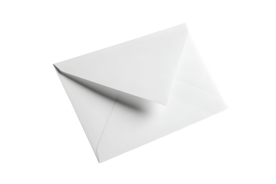 A single white envelope with a pen casting a shadow
