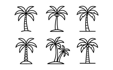 Fototapeta premium Minimalist palm tree outline collection: six unique linear designs