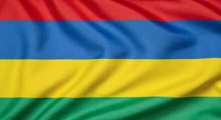 Fototapeta premium Mauritius Flag Vibrant Colors in Gentle Waves with National Pride Displayed.