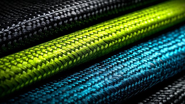 close up of textured colorful ropes