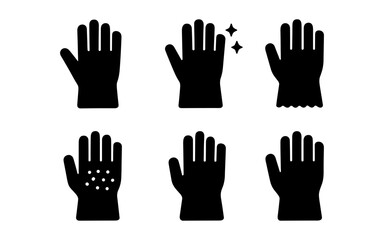 Obraz premium Set of diverse silhouette hand icons with decorative elements