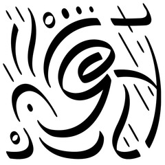 Calligraphy lettering monogram. Black and white vector design with G letter and decorative elements