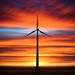 Obraz premium Wind turbine at sunset with a colorful sky in the background