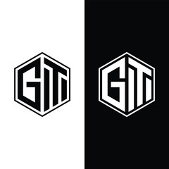 Creative Letter GT Monogram Hexagon Logo Design Icon Template White and Black Background Stock Vector and Vector Art.