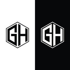 Letter GH initial hexagon monogram logo design Stock Vector and Vector Art.
