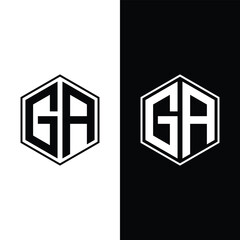 Initial Letters GA logo Hexagon Shape Stock Vector.