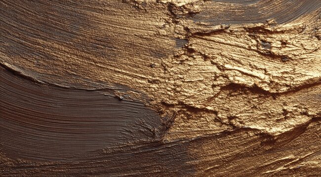 Textured gold and brown paint strokes